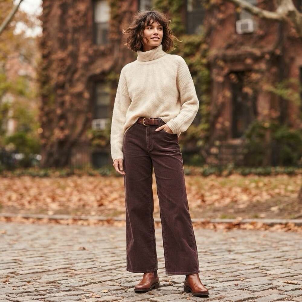Universal Thread Sz 14 Brown Corduroy High Rise Wide Leg Retro Womens Pants